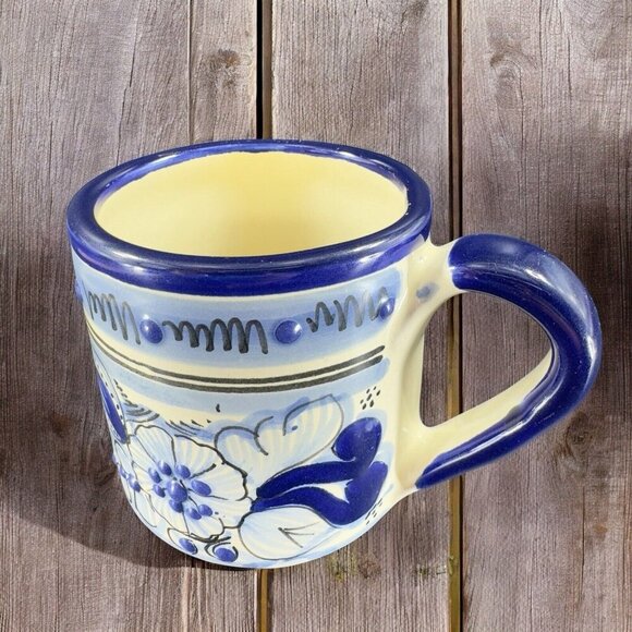 Hand Made Mexico Pottery Coffee Mug Cup Talavera Mug Raised Hand Painted Pottery - Picture 3 of 13
